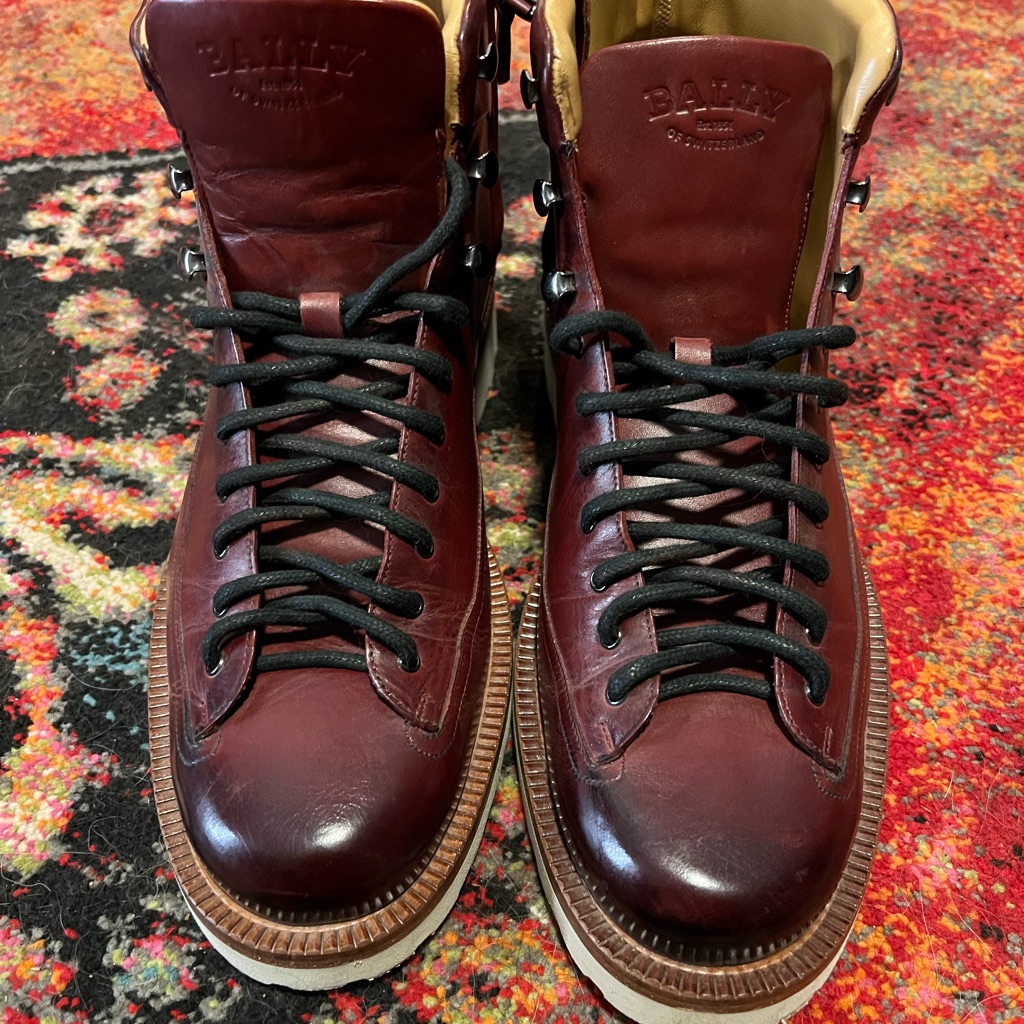 Bally Red And Black Leather Boots With Classic Design